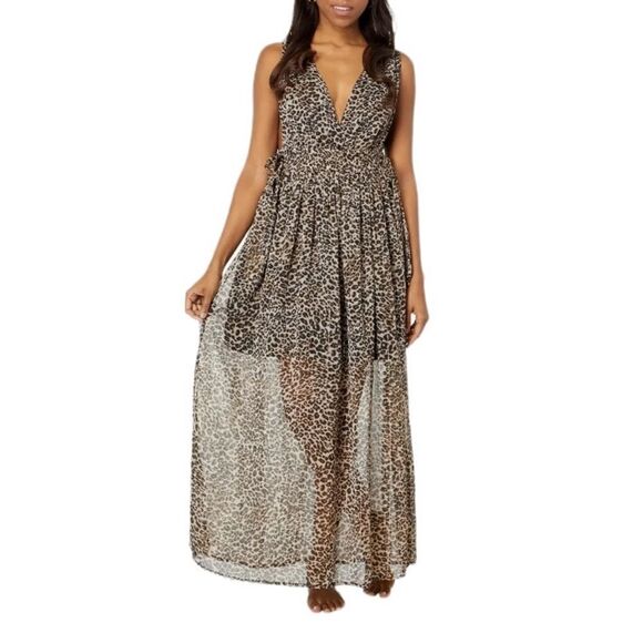 NWT America and Beyond animal print sheer maxi dress size large - Picture 1 of 9